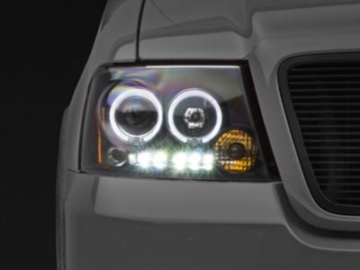 LED Halo Projector Headlights; Matte Black Housing; Clear Lens (04-08 F-150)