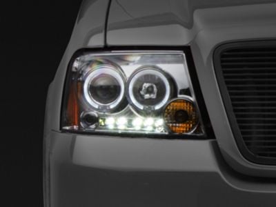 LED Halo Projector Headlights; Chrome Housing; Clear Lens (04-08 F-150)