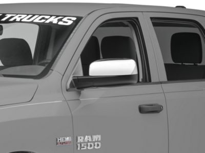 RedRock Top Half Mirror Covers without Turn Signal Light Cutout; Chrome (09-18 RAM 1500)