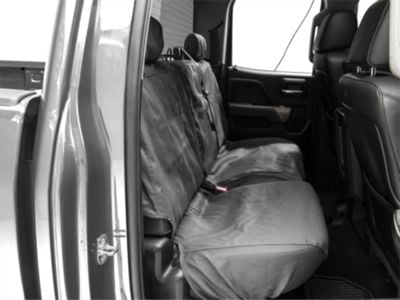 Covercraft Seat Saver Polycotton Custom Second Row Seat Cover; Charcoal (14-18 Silverado 1500 Double Cab w/ Rear 60/40 Split Bench Seat)