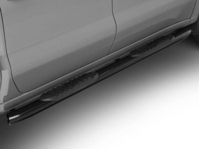 Barricade 5-Inch Oval Bent End Side Step Bars; Black (19-24 Silverado 1500 Crew Cab)