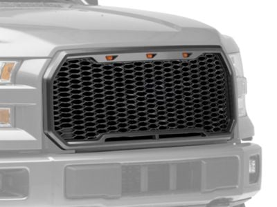 RedRock Baja Upper Replacement Grille with LED Lighting; Charcoal (15-17 F-150, Excluding Raptor)