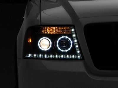 R8 Style Halo Projector Headlights; Matte Black Housing; Clear Lens (04-08 F-150)