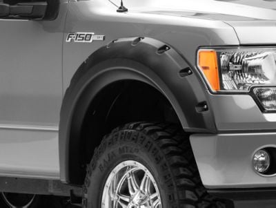 Pocket Rivet Style Fender Flares; Smooth Black (09-14 F-150 Styleside, Excluding Raptor)