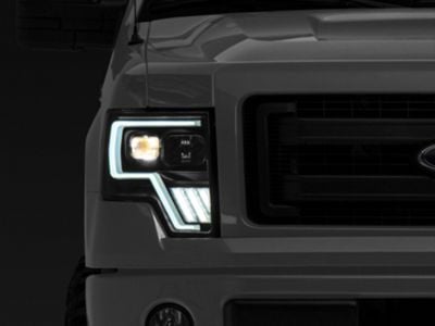 Raxiom Axial Series G4 Light Bar Switchback Projector Headlights; Black Housing; Clear Lens (09-14 F-150 w/ Factory Halogen Headlights)