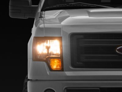 Factory Style Headlights with Clear Corner Lights; Black Housing; Clear Lens (09-14 F-150 w/ Factory Halogen Headlights)