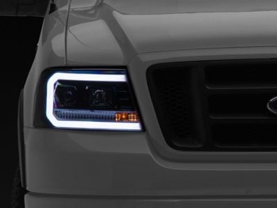 LED C-Bar Projector Headlights; Gloss Black Housing; Smoked Lens (04-08 F-150)