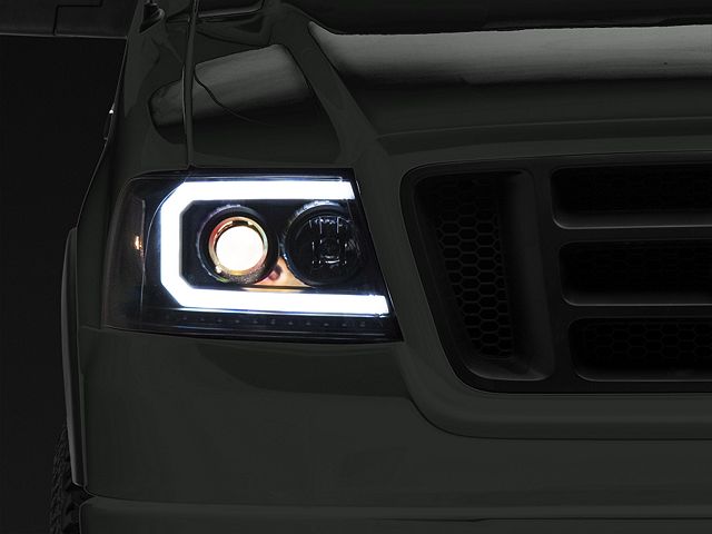 LED DRL Projector Headights with Clear Corners; Black Housing; Clear Lens (04-08 F-150)