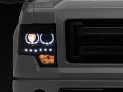 LED Halo Projector Headlights; Black Housing; Smoked Lens (09-14 F-150 w/o Factory HID Headlights)