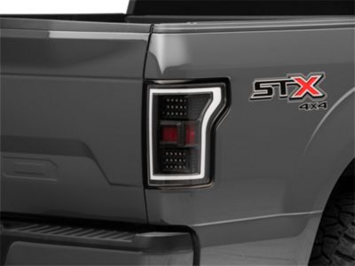 LED Tail Lights; Matte Black Housing; Clear Lens (18-20 F-150 w/ Factory Halogen Non-BLIS Tail Lights)