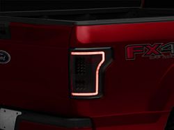 Raxiom LED Tail Lights with Sequential Turn Signals; Black Housing; Clear Lens (15-17 F-150 w/ Factory Halogen Non-BLIS Tail Lights)