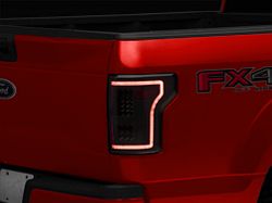 Raxiom LED Tail Lights with Sequential Turn Signals; Black Housing; Clear Lens (15-17 F-150 w/ Factory Halogen Non-BLIS Tail Lights)