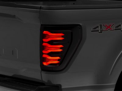 AlphaRex LUXX-Series LED Tail Lights; Black/Red Housing; Smoked Lens (21-23 F-150 w/ Factory Halogen Non-BLIS Tail Lights)