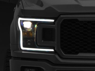 Plank Style Projector Headlights; Black Housing; Clear Lens (18-20 F-150 w/ Factory Halogen Headlights)