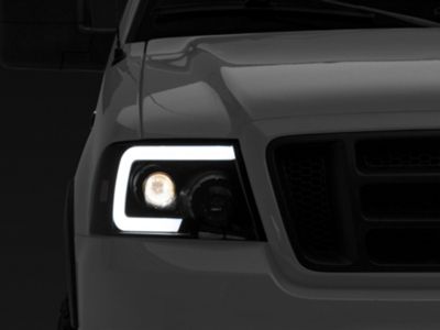 Switchback Sequential LED C-Bar Projector Headlights; Black Housing; Smoked Lens (04-08 F-150)