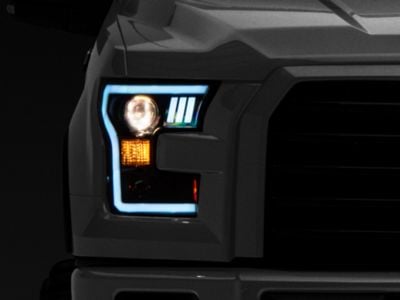 LED Bar Projector Headlights; Black Housing; Smoked Lens (15-17 F-150 w/ Factory Halogen Headlights)