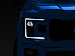 Projector Headlights with Sequential Turn Signals; Matte Black Housing; Smoked Lens (18-20 F-150 w/ Factory Halogen Headlights)