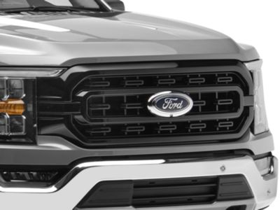 F-150 Chrome Delete Upper Grille Overlay; Gloss Black (21-23 F-150 XL