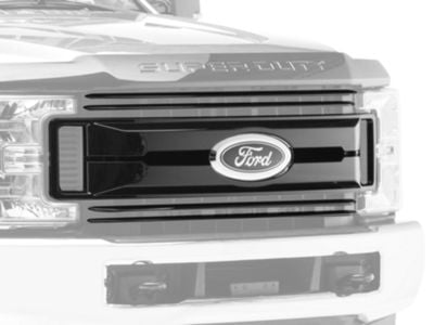 Upper Grille Overlay; Gloss Black (17-19 F-250 Super Duty XL, XLT)