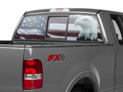 SEC10 Perforated Flag and Eagle Rear Window Decal (97-24 F-150)