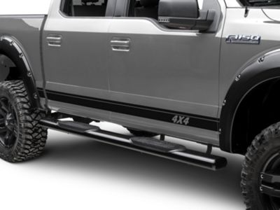 SEC10 Rocker Stripes with 4x4 Logo; Matte Black (97-24 F-150)