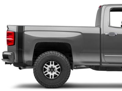SEC10 Rear Vertical Stripe; Matte Black (07-24 Silverado 1500)