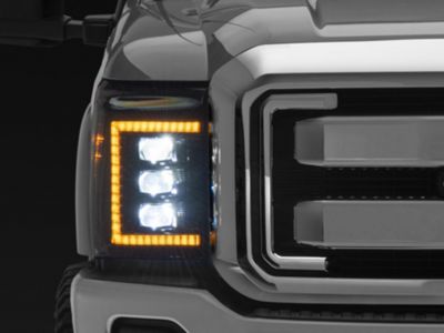 Morimoto XB LED Headlights with Amber DRL; Black Housing; Clear Lens (11-16 F-350 Super Duty)