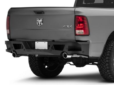 RAM Licensed by RedRock Extreme HD Rear Bumper with RAM Logo; Textured Black (09-18 RAM 1500)