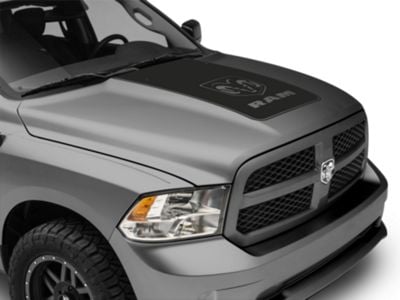 RAM Licensed by RedRock Hood Decal with Logo; Matte Black (09-18 RAM 1500, Excluding Rebel)