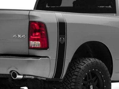 RAM Licensed by RedRock RAM Head Vertical Stripe; Gloss Black (02-18 RAM 1500)