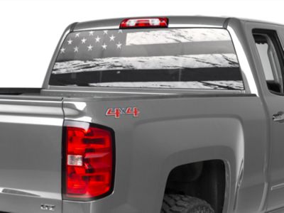 Sco Flag On Rear Window SEC10 Silverado 1500 Perforated Distressed Flag Rear Window Decal ...