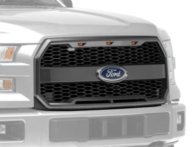 RedRock Baja Upper Replacement Grille with LED Lighting and Emblem Housing; Charcoal (15-17 F-150, Excluding Raptor)