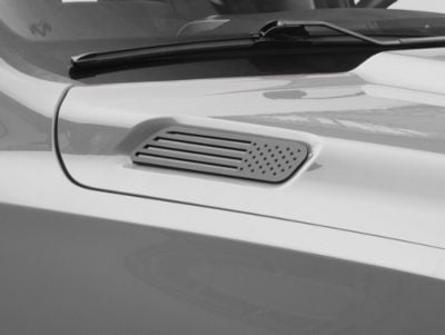 American Flag Hood Badge; Matte Black on Gloss Black (19-24 RAM 1500)