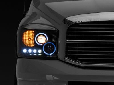 Raxiom LED Halo Projector Headlights; Black Housing; Clear Lens (06-08 RAM 1500)