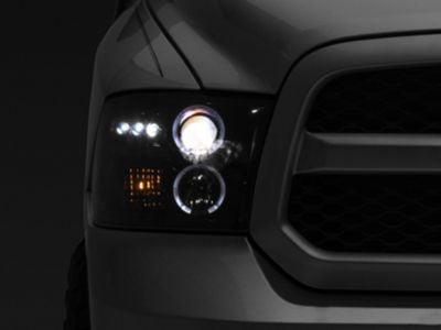 LED Halo Projector Headlights; Gloss Black Housing; Smoked Lens (09-18 RAM 1500 w/ Factory Halogen Non-Projector Headlights)