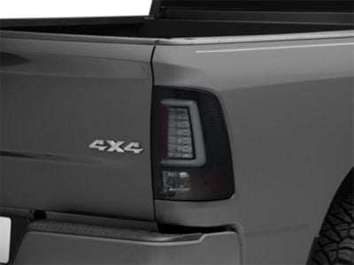 Light Bar LED Tail Lights; Black Housing; Smoked Lens (09-18 RAM 1500 w/ Factory Halogen Tail Lights)