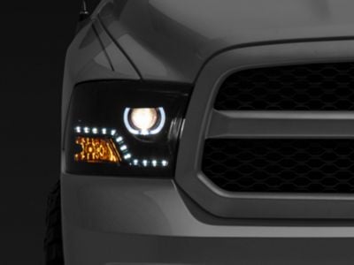 LED Halo Projector Headlights; Black Housing; Smoked Lens (09-18 RAM 1500 w/ Factory Halogen Non-Projector Headlights)