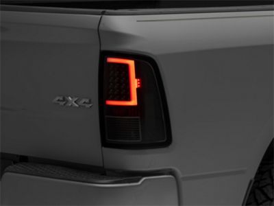 Light Bar LED Tail Lights; Black Housing; Clear Lens (09-18 RAM 1500 w/ Factory Halogen Tail Lights)