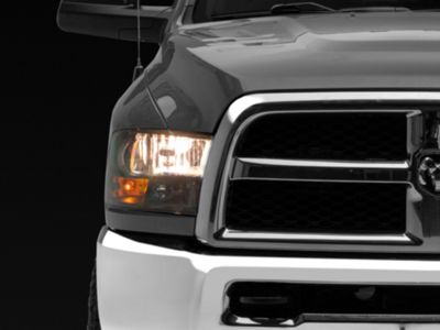 Headlights with Amber Corner Lights; Black Housing; Clear Lens (10-18 RAM 2500 w/ Factory Halogen Non-Projector Headlights)