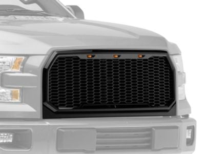 RedRock Baja Upper Replacement Grille with LED Lighting; Gloss Black (15-17 F-150, Excluding Raptor)