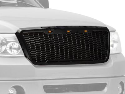 RedRock Baja Upper Replacement Grille with LED Lighting; Gloss Black (04-08 F-150)