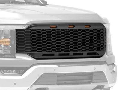 RedRock Honeycomb Replacement Grille with LED DRL; Matte Black (21-23 F-150, Excluding Raptor & Tremor)