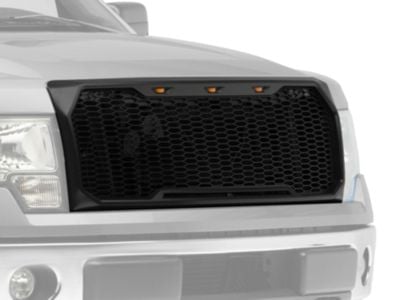 RedRock Upper Replacement Grille with LED Lighting; Matte Black (09-14 F-150, Excluding Raptor)