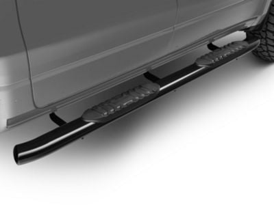 RedRock 5-Inch Oval Bent End Side Step Bars; Black (19-24 RAM 1500 Crew Cab)