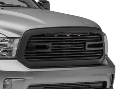 RedRock Boss Upper Replacement Grille with LED DRL; Matte Black (13-18 RAM 1500, Excluding Rebel)