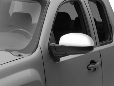 Chrome Mirror Covers For 2009-2018 RAM 1500 (No Turn Signal Cutout) | ABS Plastic | Peel & Stick Installation
