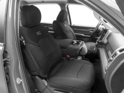 Rough Country Neoprene Front Seat Covers; Black (19-24 RAM 1500 w/ Bucket Seats)