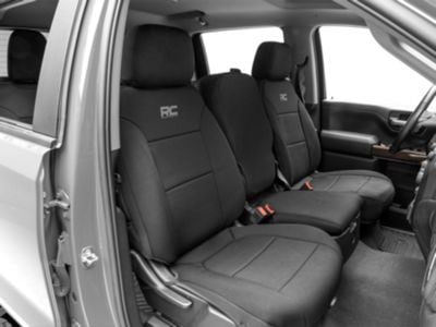 Rough Country Neoprene Front and Rear Seat Covers; Black (19-24 Silverado 1500 Crew Cab w/ Rear Cup Holder)