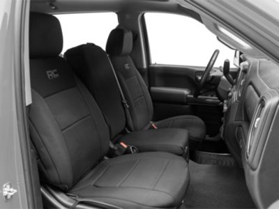 Rough Country Neoprene Front and Rear Seat Covers; Black (19-24 Silverado 1500 Crew Cab w/ Rear Seat Storage)