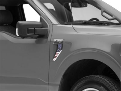 SEC10 Fender Grille Decal; Real Flag (21-24 F-150, Excluding Raptor)